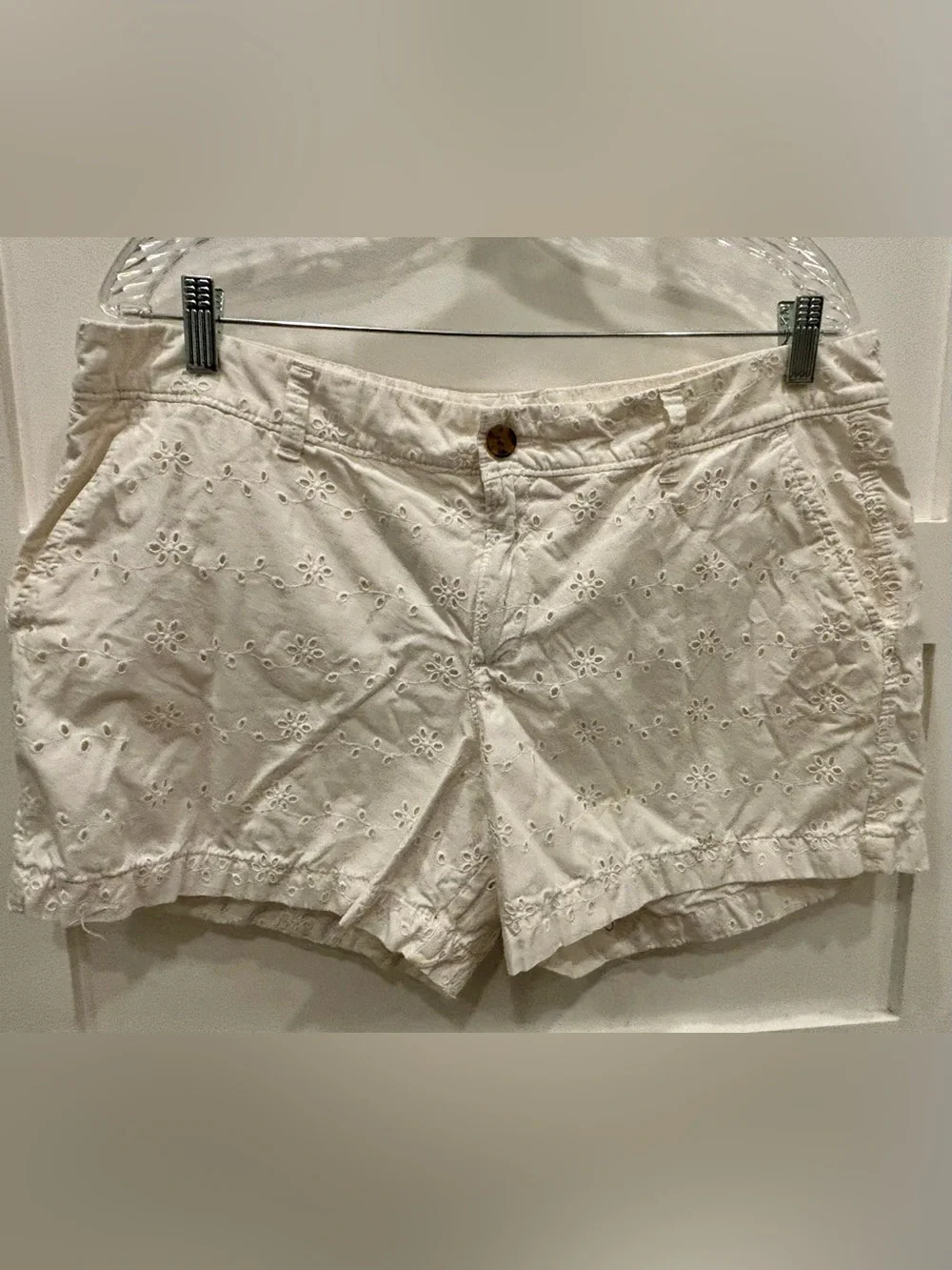 Old Navy White Eyelet High-Waist Cotton Shorts